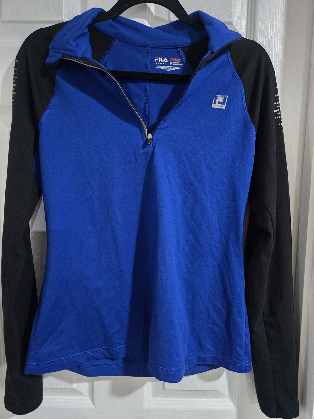 Fila Blue and Black Long-Sleeve Quarter-Zip Top